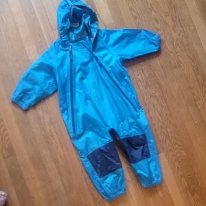 Children's Bright Blue Waterproof Hooded Tuffo Rainsuit